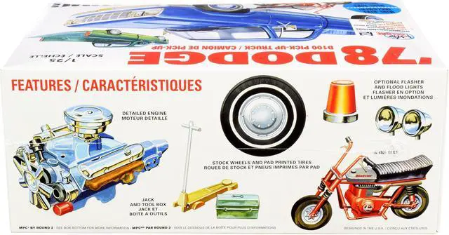 Alt view image 5 of 6 - Skill 2 Model Kit 1978 Dodge D100 Pickup Truck with Mini Bike 1/25 Scale Model by MPC