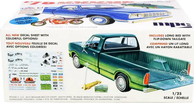 Alt view image 4 of 6 - Skill 2 Model Kit 1978 Dodge D100 Pickup Truck with Mini Bike 1/25 Scale Model by MPC