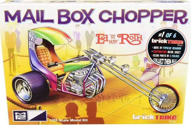 Alt view image 5 of 8 - Skill 2 Model Kit Mail Box Chopper Trike (Ed "Big Daddy" Roth's) "Trick Trikes" Series 1/25 Scale Model by MPC