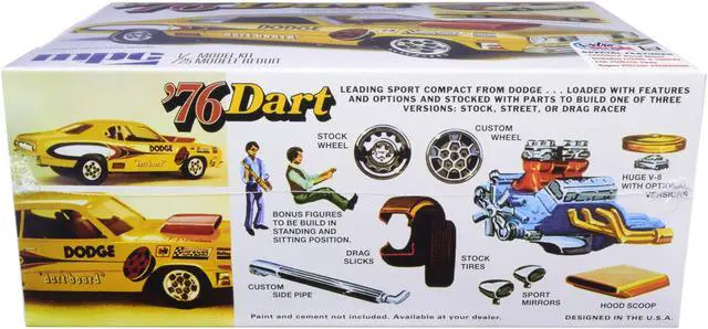 Alt view image 4 of 6 - Skill 2 Model Kit 1976 Dodge Dart Sport with Two Figurines 3 in 1 Kit 1/25 Scale Model by MPC