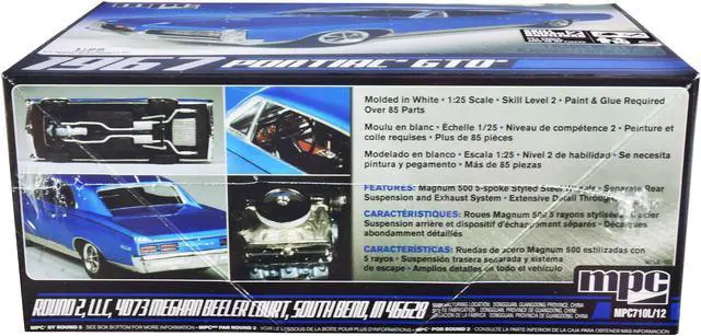 Alt view image 3 of 6 - Skill 2 Model Kit 1967 Pontiac GTO 1/25 Scale Model by MPC