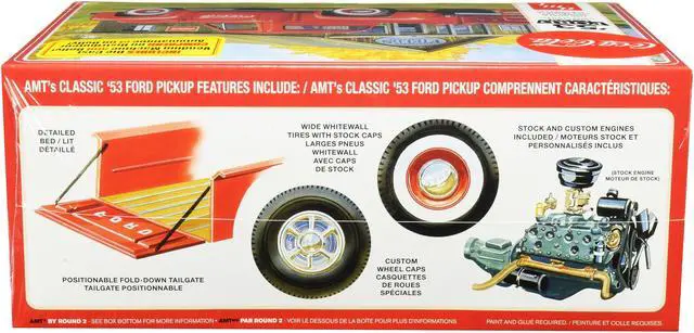 Alt view image 5 of 7 - Skill 3 Model Kit 1953 Ford F-100 Pickup Truck "Coca-Cola" with Vending Machine and Dolly 1/25 Scale Model by AMT