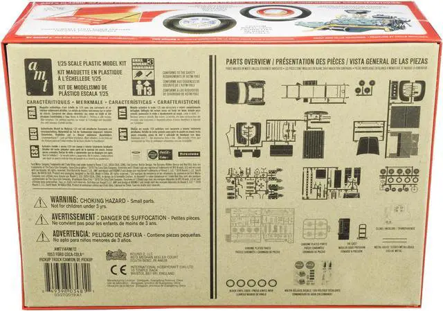 Alt view image 7 of 7 - Skill 3 Model Kit 1953 Ford F-100 Pickup Truck "Coca-Cola" with Vending Machine and Dolly 1/25 Scale Model by AMT