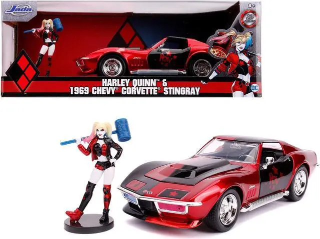 Alt view image 4 of 7 - 1969 Chevrolet Corvette Stingray with Harley Quinn Diecast Figurine "DC Comics" Series 1/24 Diecast Model Car by Jada