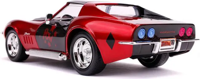 Alt view image 7 of 7 - 1969 Chevrolet Corvette Stingray with Harley Quinn Diecast Figurine "DC Comics" Series 1/24 Diecast Model Car by Jada