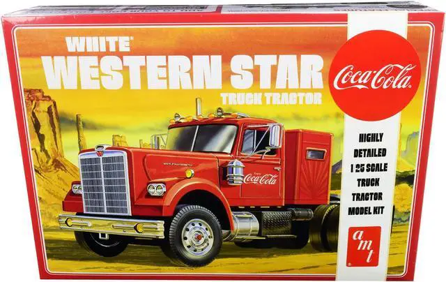 Alt view image 4 of 7 - Skill 3 Model Kit White Western Star Semi Truck Tractor Coca-Cola 1/25 Scale Model by AMT AMT1160