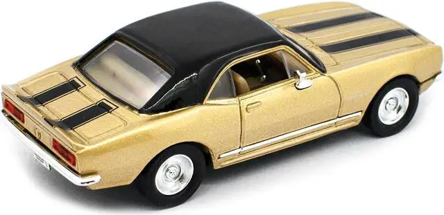 Alt view image 4 of 5 - 1967 Chevrolet Camaro Z-28 Gold with Black Stripes and Black Top 1/43 Diecast Model Car by Road Signature