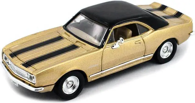 Alt view image 3 of 5 - 1967 Chevrolet Camaro Z-28 Gold with Black Stripes and Black Top 1/43 Diecast Model Car by Road Signature