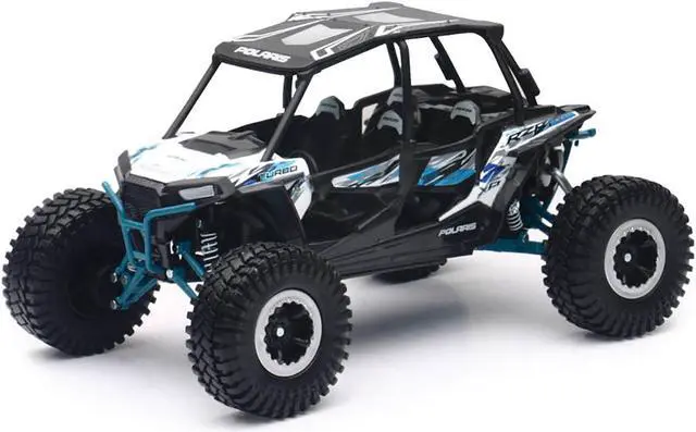 Alt view image 3 of 4 - Polaris RZR XP 4 Turbo EPS Sport UTV White with Graphics and Black Top "Xtreme Off-Road" Series 1/18 Diecast Model by New Ray