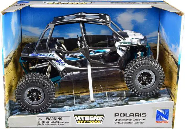 Alt view image 4 of 4 - Polaris RZR XP 4 Turbo EPS Sport UTV White with Graphics and Black Top "Xtreme Off-Road" Series 1/18 Diecast Model by New Ray