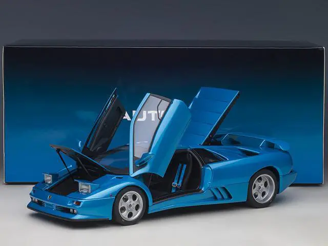 Alt view image 12 of 15 - Lamborghini Diablo SE30 Blu Sirena Blue Metallic 1/18 Model Car by Autoart