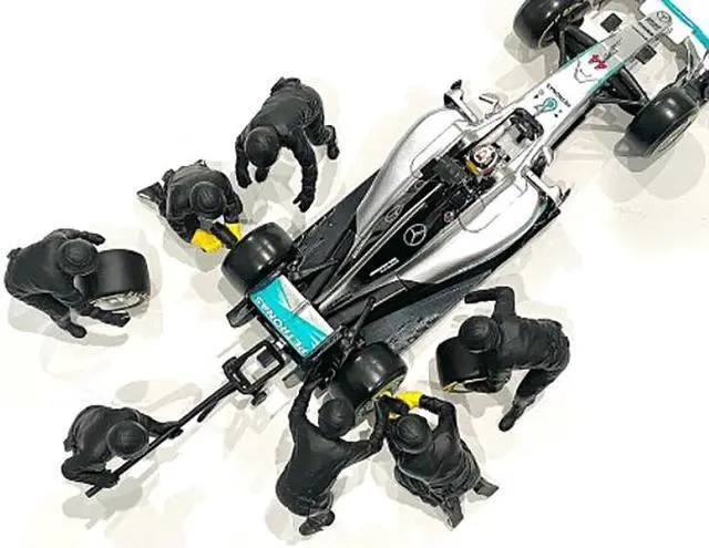 Alt view image 5 of 6 - Formula One F1 Pit Crew 7 Figurine Set Team Black Release II for 1/43 Scale Models by American Diorama