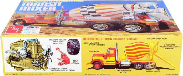 Alt view image 4 of 6 - Skill 3 Model Kit Kenworth / Challenge Transit Cement Mixer Truck 1/25 Scale Model by AMT