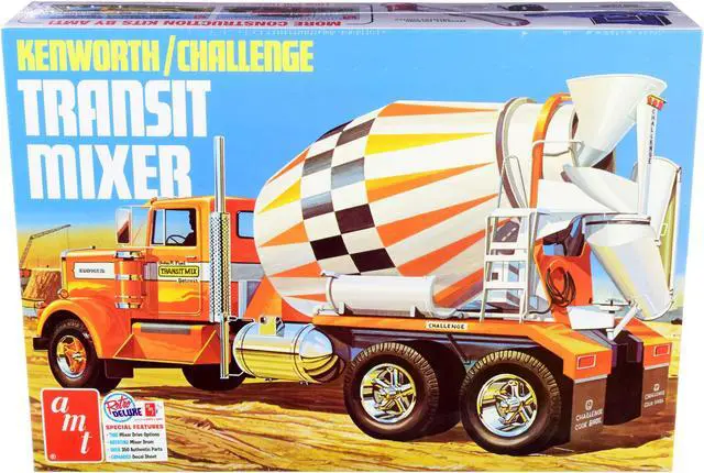 Alt view image 3 of 6 - Skill 3 Model Kit Kenworth / Challenge Transit Cement Mixer Truck 1/25 Scale Model by AMT