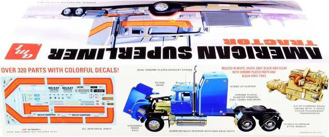 Alt view image 4 of 5 - Skill 3 Model Kit American Superliner Semi Tractor 1/24 Scale Model by AMT