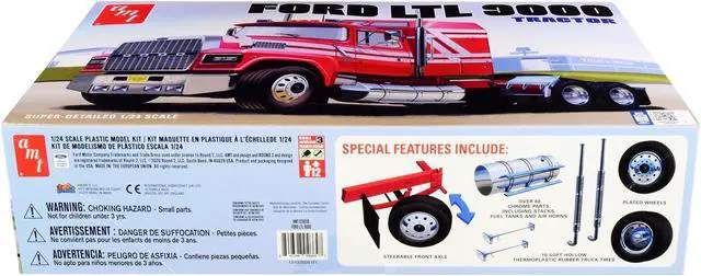 Alt view image 5 of 5 - Skill 3 Model Kit Ford LTL 9000 Semi Tractor 1/24 Scale Model by AMT
