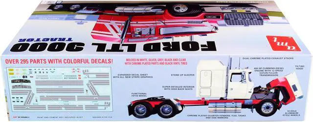Alt view image 4 of 5 - Skill 3 Model Kit Ford LTL 9000 Semi Tractor 1/24 Scale Model by AMT