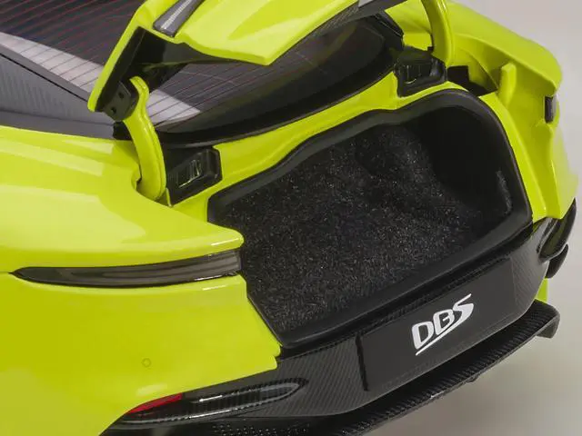 Alt view image 9 of 11 - Aston Martin DBS Superleggera RHD (Right Hand Drive) Lime Essence Green Metallic with Carbon Top and Carbon Accents 1/18 Model Car by Autoart