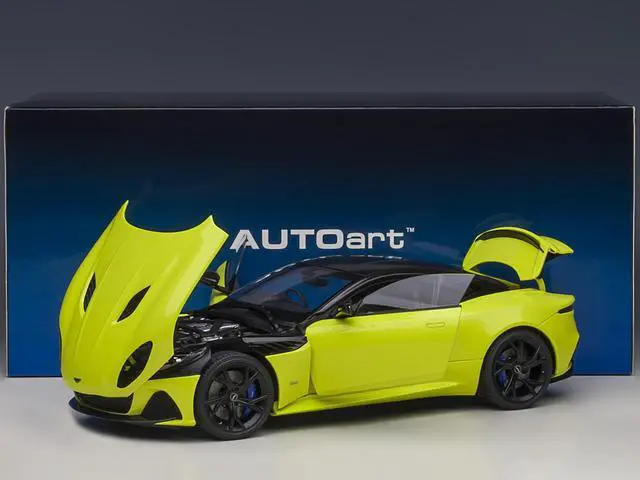 Alt view image 10 of 11 - Aston Martin DBS Superleggera RHD (Right Hand Drive) Lime Essence Green Metallic with Carbon Top and Carbon Accents 1/18 Model Car by Autoart