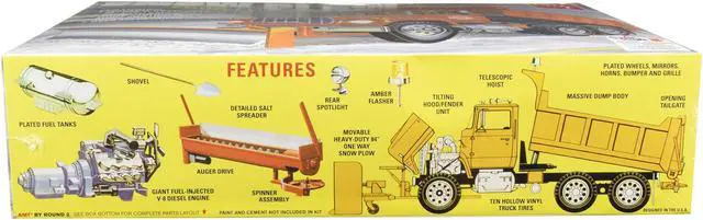 Alt view image 4 of 5 - Skill 3 Model Kit Ford LNT-8000 Snow Plow Truck 1/25 Scale Model by AMT