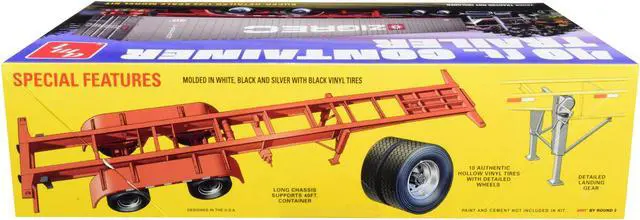 Alt view image 4 of 5 - Skill 3 Model Kit 40' Container Trailer 1/24 Scale Model by AMT