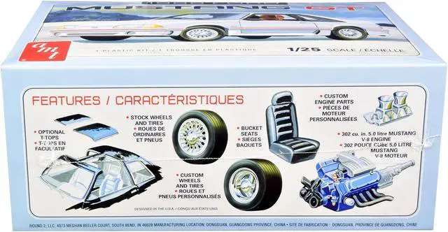 Alt view image 4 of 6 - Skill 2 Model Kit 1988 Ford Mustang GT 1/25 Scale Model by AMT
