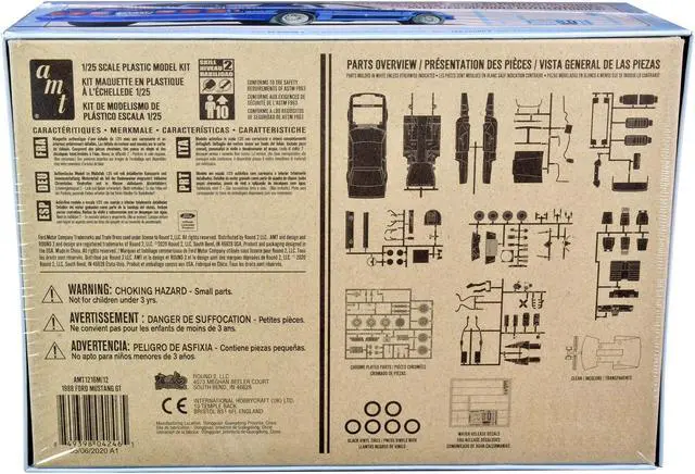Alt view image 6 of 6 - Skill 2 Model Kit 1988 Ford Mustang GT 1/25 Scale Model by AMT