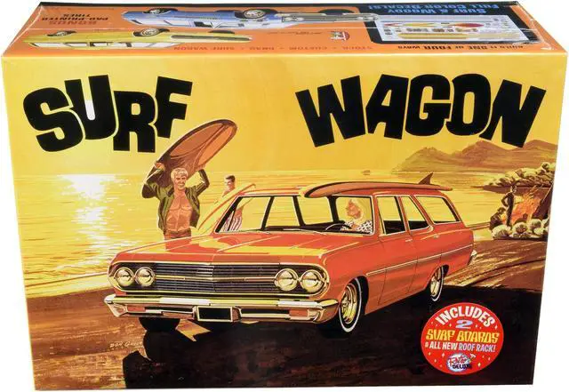 Alt view image 4 of 7 - Skill 2 Model Kit 1965 Chevrolet Chevelle \Surf Wagon\ with Two Surf Boards 4 in 1 Kit 1/25 Scale Model by AMT"""