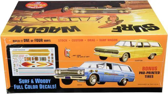 Alt view image 6 of 7 - Skill 2 Model Kit 1965 Chevrolet Chevelle \Surf Wagon\ with Two Surf Boards 4 in 1 Kit 1/25 Scale Model by AMT"""