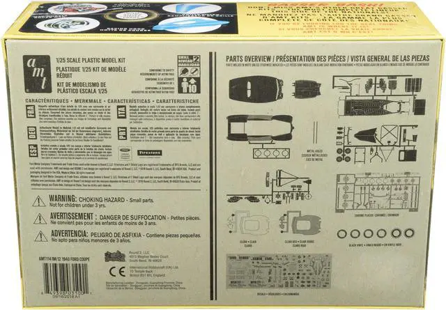 Alt view image 6 of 6 - Skill 2 Model Kit 1940 Ford Coupe 3 in 1 Kit 1/25 Scale Model by AMT