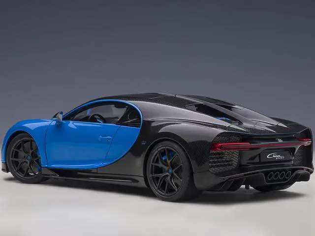Alt view image 10 of 11 - 2019 Bugatti Chiron Sport French Racing Blue and Carbon 1/18 Model Car by Autoart