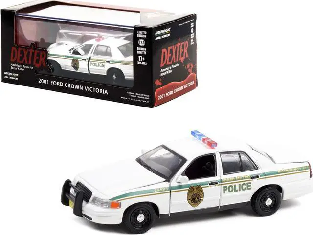 Alt view image 3 of 5 - 2001 Ford Crown Victoria Police Interceptor White "Miami Metro Police Department" "Dexter" (2006-2013) TV Series 1/43 Diecast Model Car by Greenlight