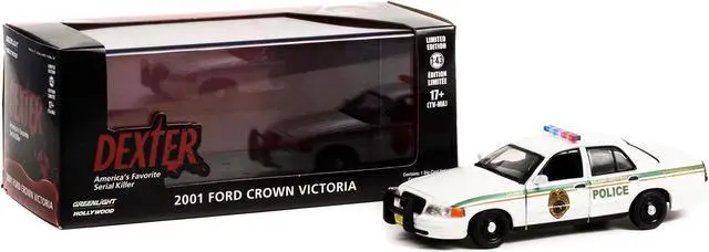 Alt view image 5 of 5 - 2001 Ford Crown Victoria Police Interceptor White "Miami Metro Police Department" "Dexter" (2006-2013) TV Series 1/43 Diecast Model Car by Greenlight