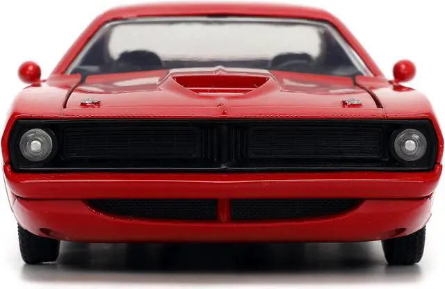 Alt view image 11 of 16 - 1973 Plymouth Barracuda Red with Black Stripes "Bigtime Muscle" Series 1/24 Diecast Model Car by Jada