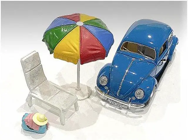 Alt view image 6 of 9 - "Beach Girls" Accessories (Beach Chair and Beach Umbrella and Duffle Bag) for 1/24 Scale Models by American Diorama