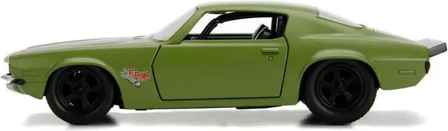 Alt view image 6 of 6 - Dom's 1973 Chevrolet Camaro "F-Bomb" Matt Green with Black Hood Stripe "Fast & Furious" Movie 1/32 Diecast Model Car by Jada