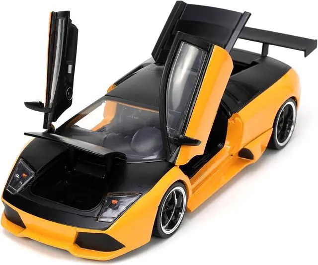 Alt view image 8 of 16 - Lamborghini Murcielago LP 640 Yellow Metallic and Matt Black "Hyper-Spec" Series 1/24 Diecast Model Car by Jada