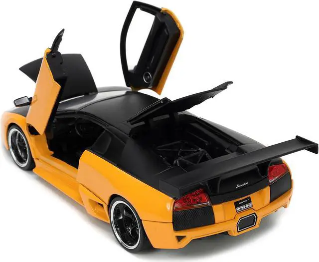 Alt view image 9 of 16 - Lamborghini Murcielago LP 640 Yellow Metallic and Matt Black "Hyper-Spec" Series 1/24 Diecast Model Car by Jada