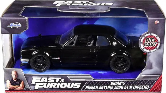 Alt view image 5 of 5 - Brian's Nissan Skyline 2000 GT-R (KPGC10) Black "Fast & Furious" Movie 1/32 Diecast Model Car by Jada