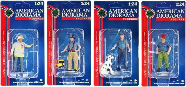 Alt view image 3 of 12 - "Firefighters" 6 Piece Figure Set (4 Males 1 Dog 1 Accessory) For 1/24 Scale Models By American Diorama