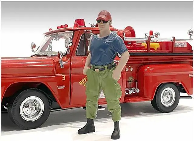 Alt view image 7 of 12 - "Firefighters" 6 Piece Figure Set (4 Males 1 Dog 1 Accessory) For 1/24 Scale Models By American Diorama