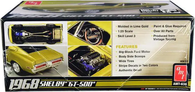Alt view image 5 of 6 - Skill 3 Model Kit 1968 Ford Mustang Shelby Gt-500 1/25 Scale Model By Amt