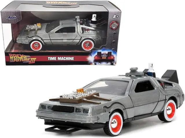 Alt view image 6 of 15 - DeLorean DMC (Time Machine) Brushed Metal "Back to the Future Part III" (1990) Movie "Hollywood Rides" Series 1/32 Diecast Model Car by Jada