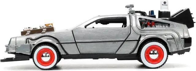 Alt view image 8 of 15 - DeLorean DMC (Time Machine) Brushed Metal "Back to the Future Part III" (1990) Movie "Hollywood Rides" Series 1/32 Diecast Model Car by Jada