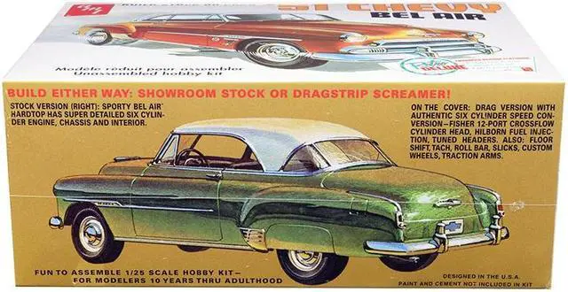 Alt view image 6 of 7 - Skill 2 Model Kit 1951 Chevrolet Bel Air 2-in-1 Kit "Retro Deluxe Edition" 1/25 Scale Model by AMT