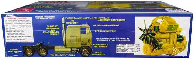 Alt view image 4 of 5 - Skill 3 Model Kit Mack Cruise-Liner Truck 1/25 Scale Model by AMT
