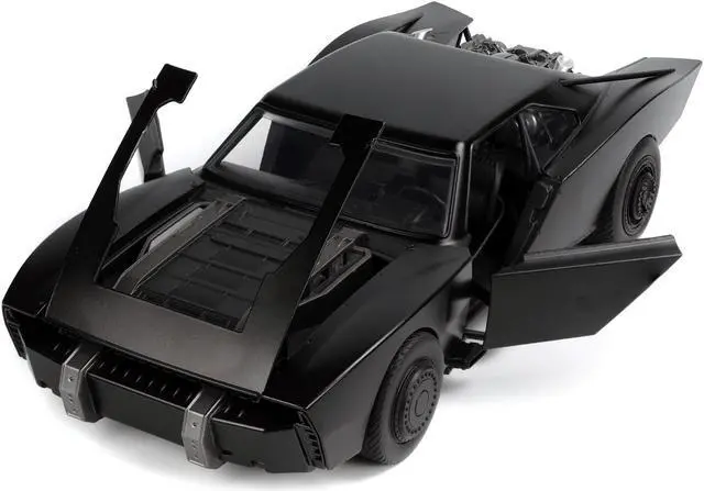 Alt view image 4 of 8 - Batmobile Matt Black with Lights with Batman Diecast Figurine "The Batman" (2022) Movie "DC Comics" 1/18 Diecast Model Car by Jada
