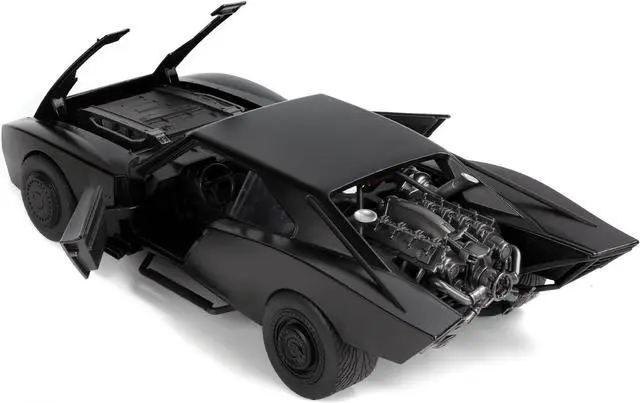 Alt view image 5 of 8 - Batmobile Matt Black with Lights with Batman Diecast Figurine "The Batman" (2022) Movie "DC Comics" 1/18 Diecast Model Car by Jada