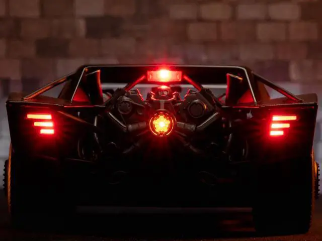 Alt view image 8 of 8 - Batmobile Matt Black with Lights with Batman Diecast Figurine "The Batman" (2022) Movie "DC Comics" 1/18 Diecast Model Car by Jada