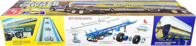 Alt view image 4 of 6 - Skill 3 Model Kit Fruehauf Plated Tanker Semi-Trailer "Sunoco" 1/25 Scale Model by AMT